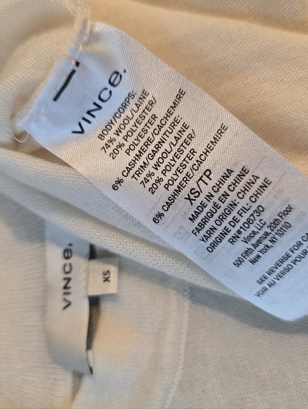 Vince Ivory Wool Pullover Lightweight Raglan Elbow Sleeve Top Sweater Size XS - Picture 3 of 3